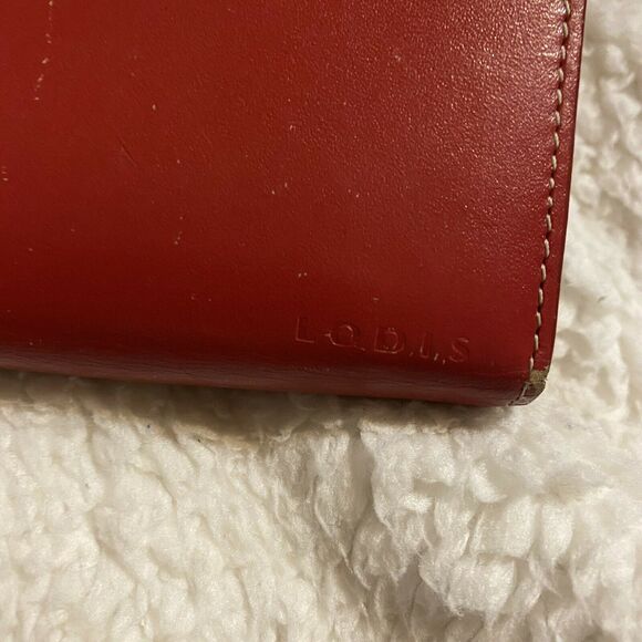 Lodis Los Angeles Red Leather Bi-Fold Wallet with Zipper Coin pocket 7" x 3" - Picture 7 of 11
